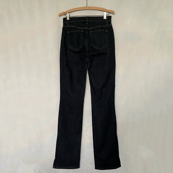 BLDWN Vented Skinny High Rise Side Slit Outer Ankle Flare Dark Blue Denim Jeans - Picture 9 of 17